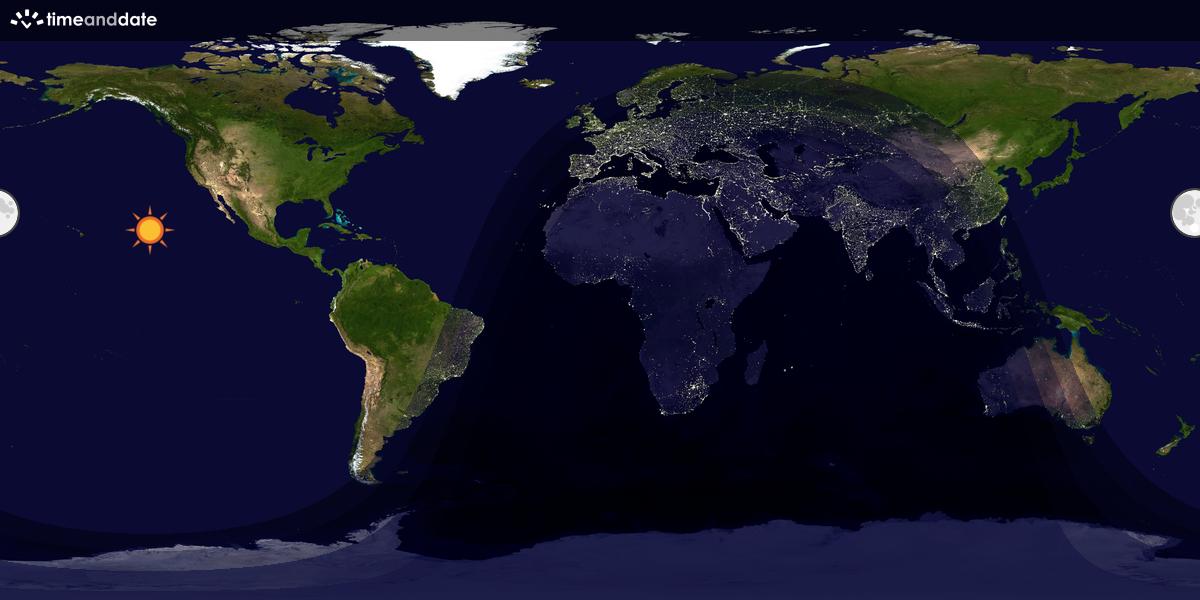 Verdenskart som viser dag og natt 