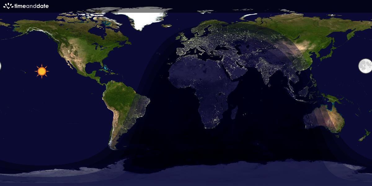 Verdenskart som viser dag og natt 
