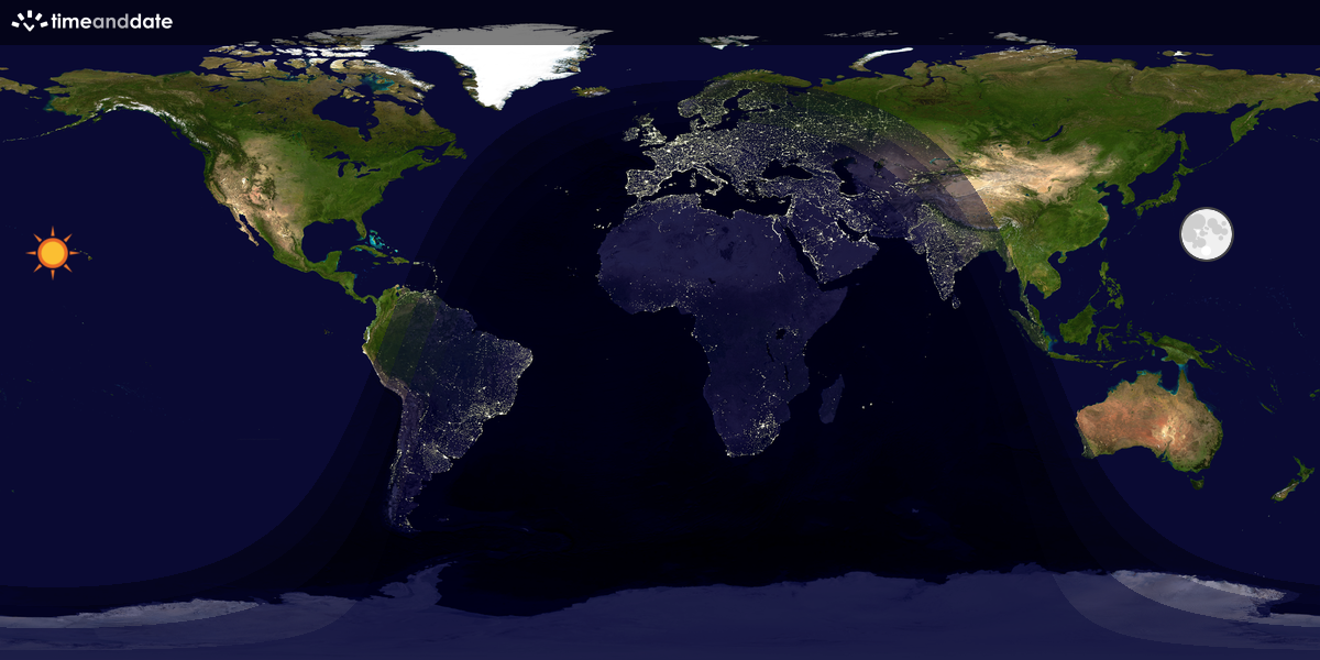 Verdenskart som viser dag og natt 