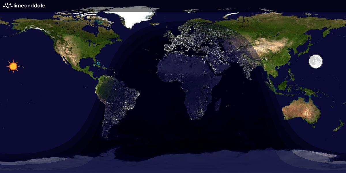 Verdenskart som viser dag og natt 