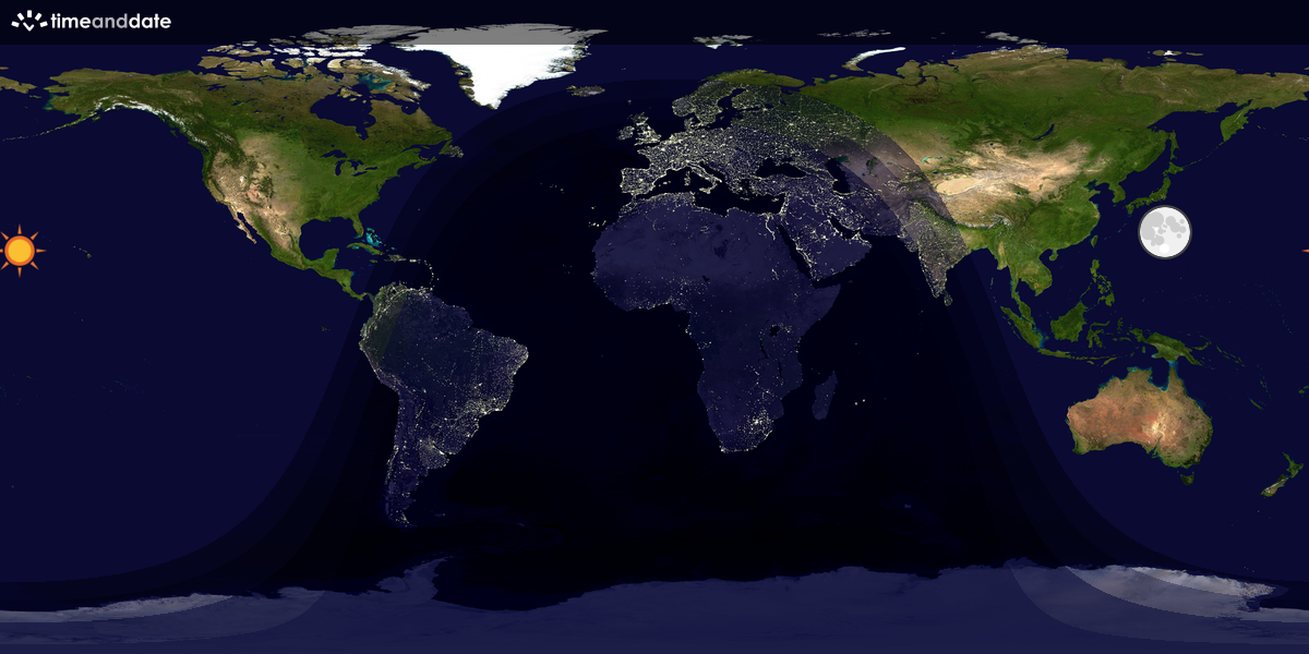 Verdenskart som viser dag og natt 