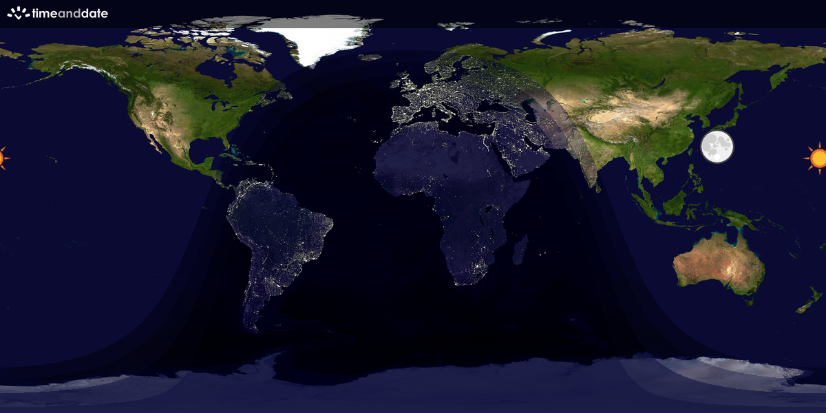 Verdenskart som viser dag og natt 