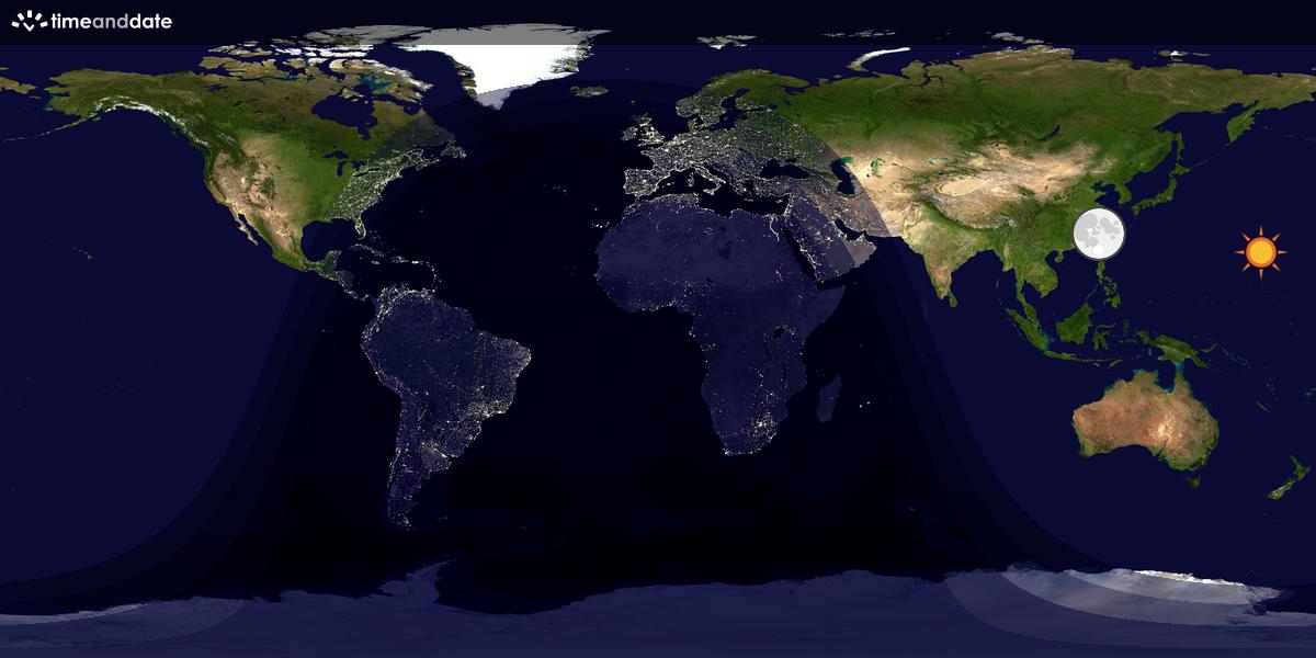 Verdenskart som viser dag og natt 