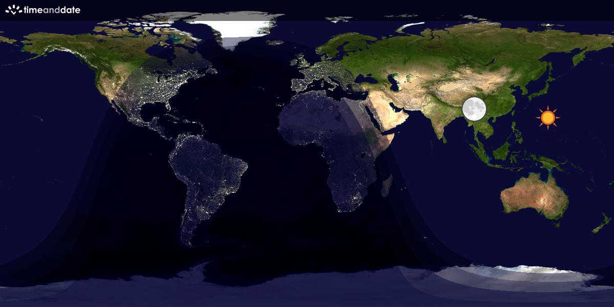 Verdenskart som viser dag og natt 