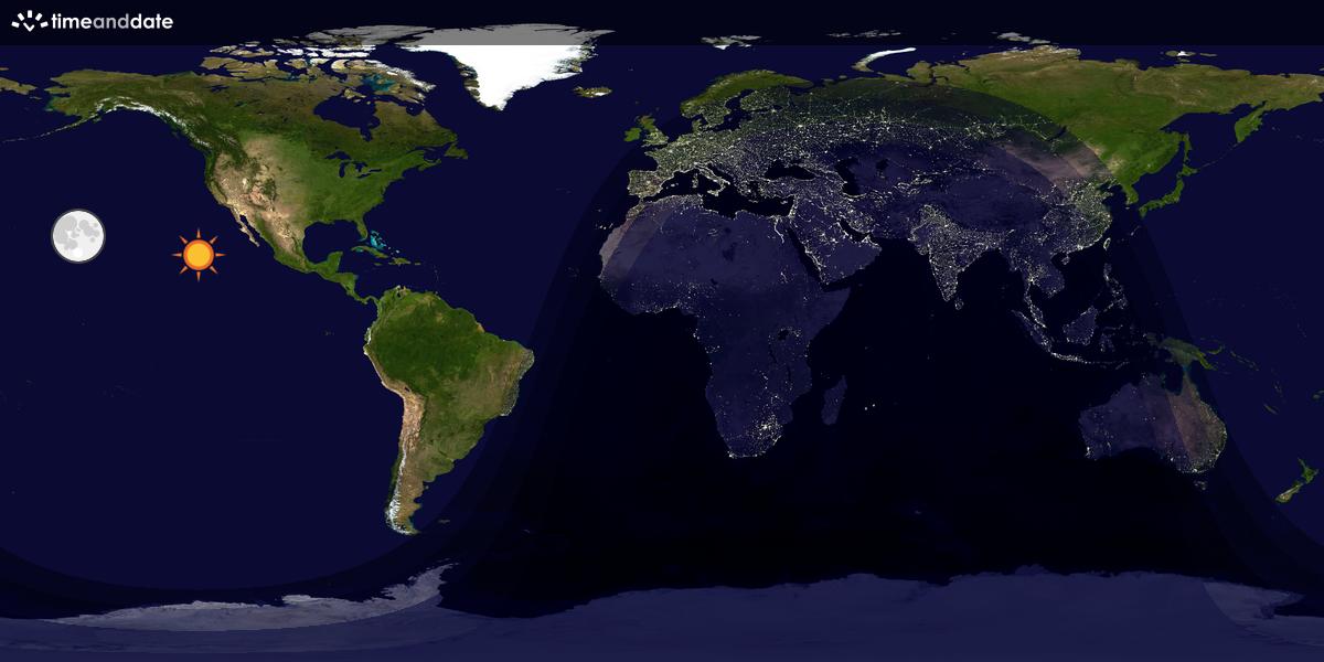 Verdenskart som viser dag og natt 