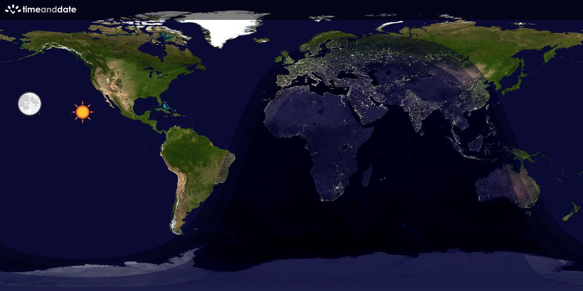 Verdenskart som viser dag og natt 