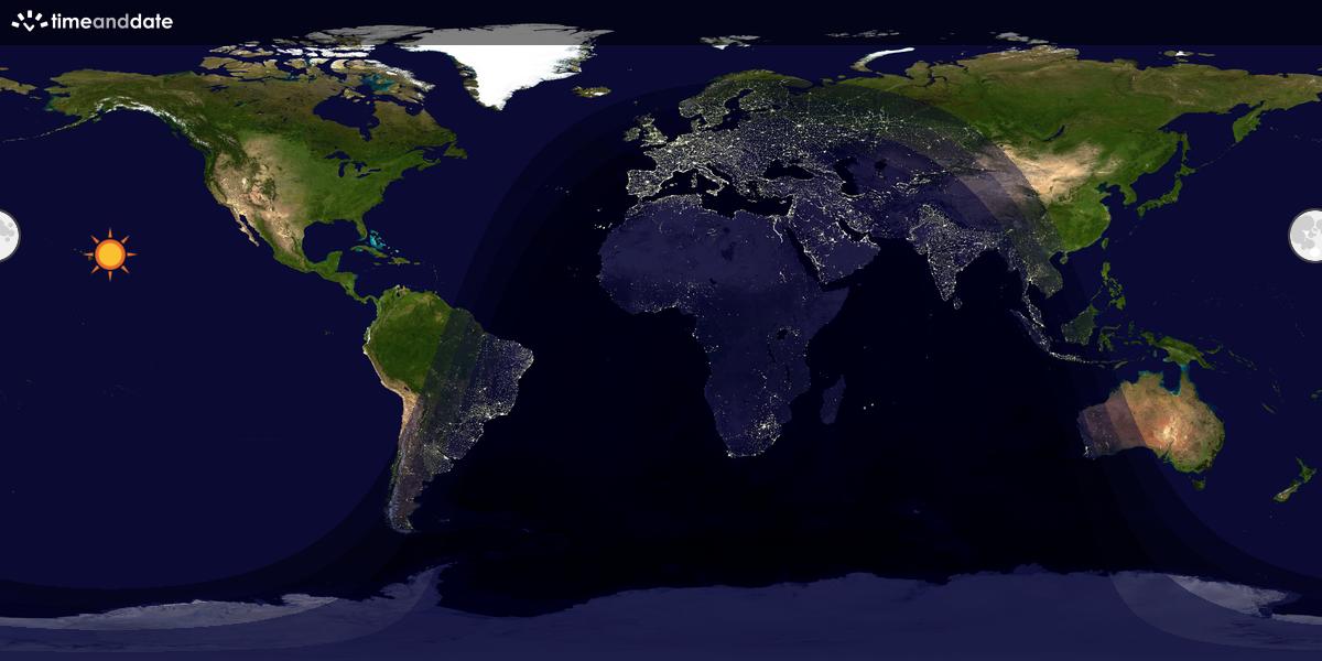 Verdenskart som viser dag og natt 