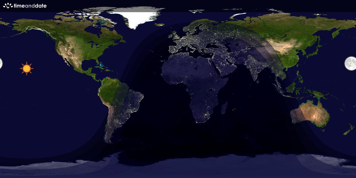 Verdenskart som viser dag og natt 