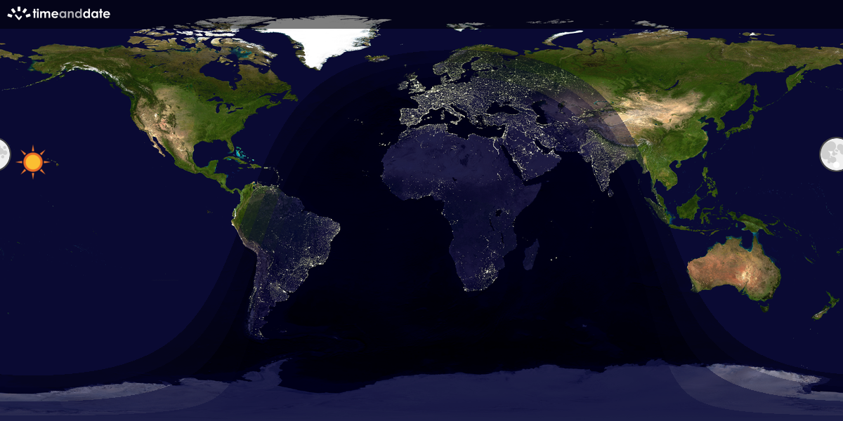 Verdenskart som viser dag og natt 