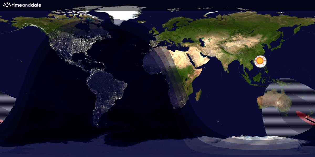 Verdenskart som viser dag og natt 