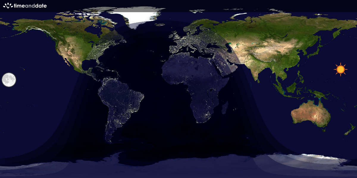 Verdenskart som viser dag og natt 