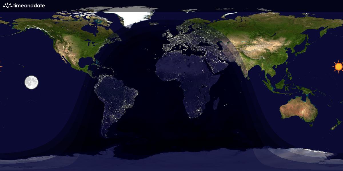 Verdenskart som viser dag og natt 