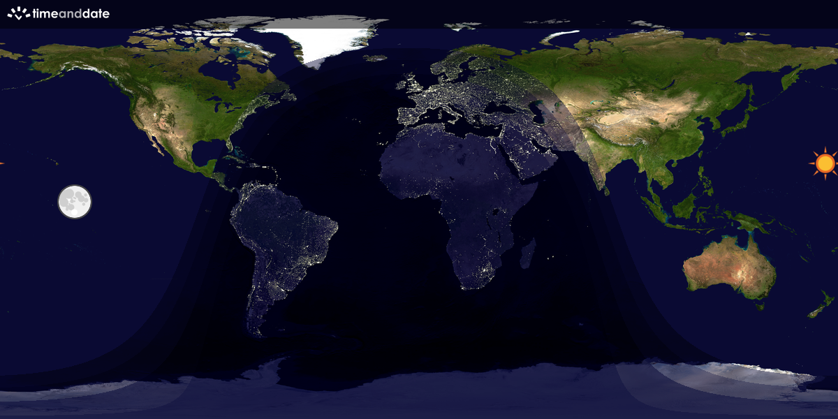 Verdenskart som viser dag og natt 