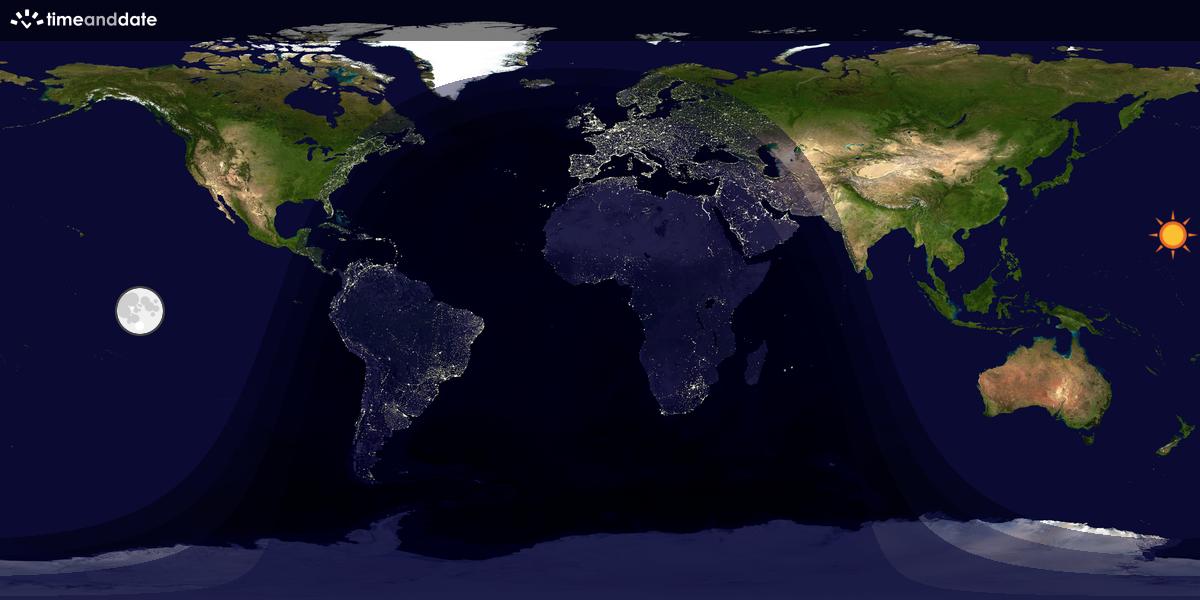 Verdenskart som viser dag og natt 