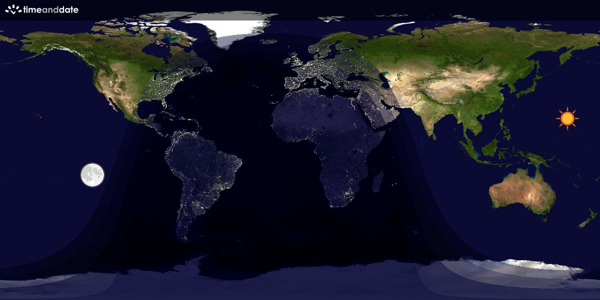 Verdenskart som viser dag og natt 