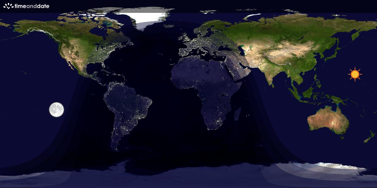 Verdenskart som viser dag og natt 