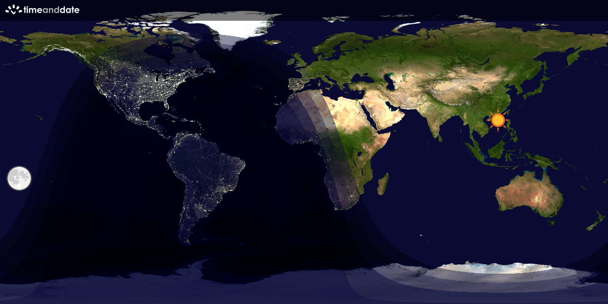 Verdenskart som viser dag og natt 