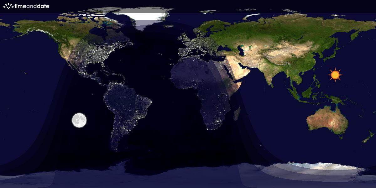 Verdenskart som viser dag og natt 