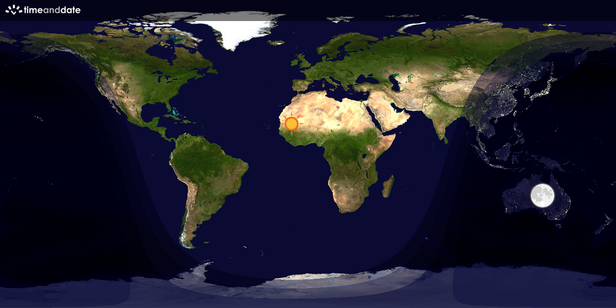 Verdenskart som viser dag og natt 