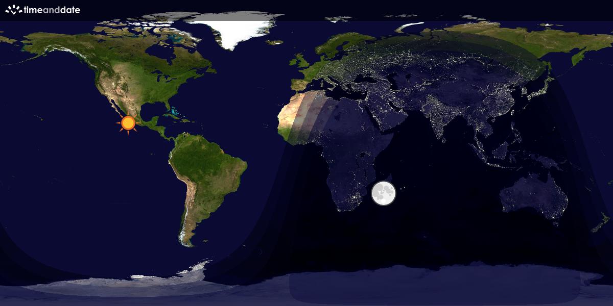 Verdenskart som viser dag og natt 