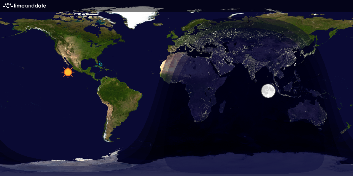 Verdenskart som viser dag og natt 