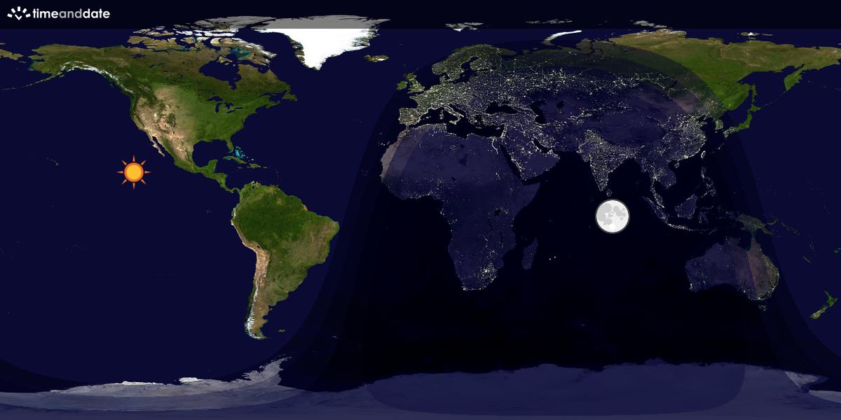 Verdenskart som viser dag og natt 