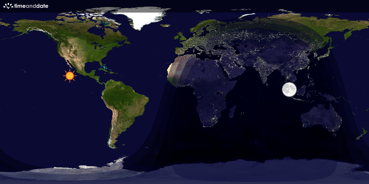 Verdenskart som viser dag og natt 