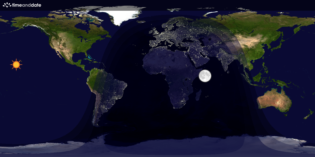 Verdenskart som viser dag og natt 