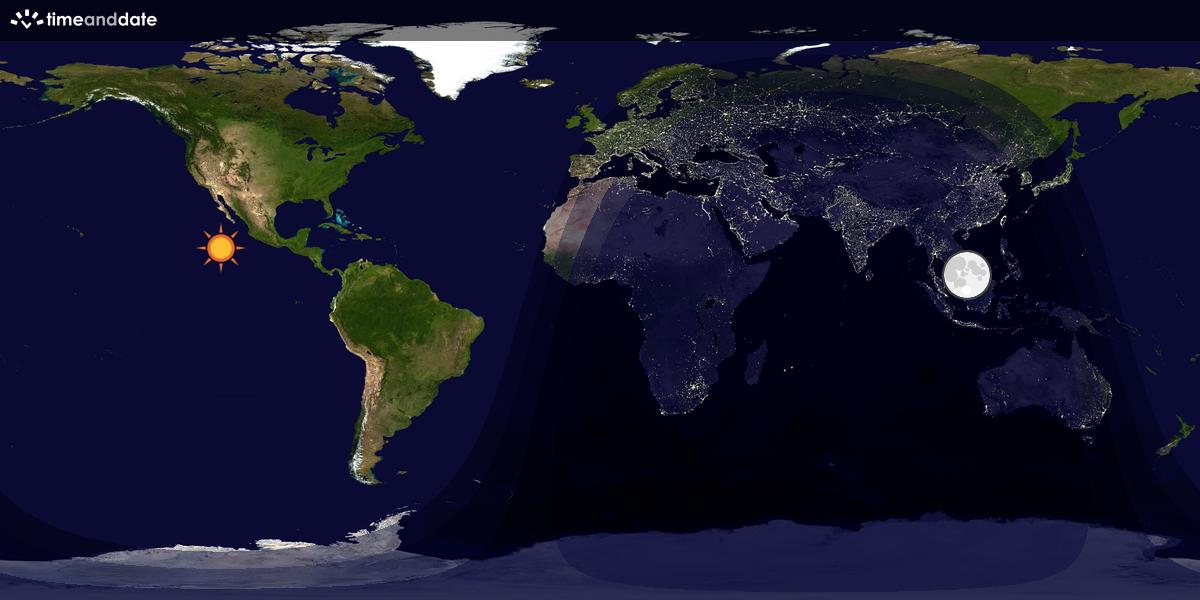 Verdenskart som viser dag og natt 