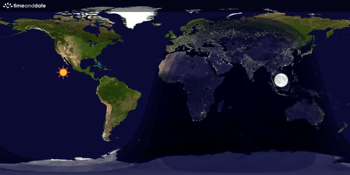 Verdenskart som viser dag og natt 