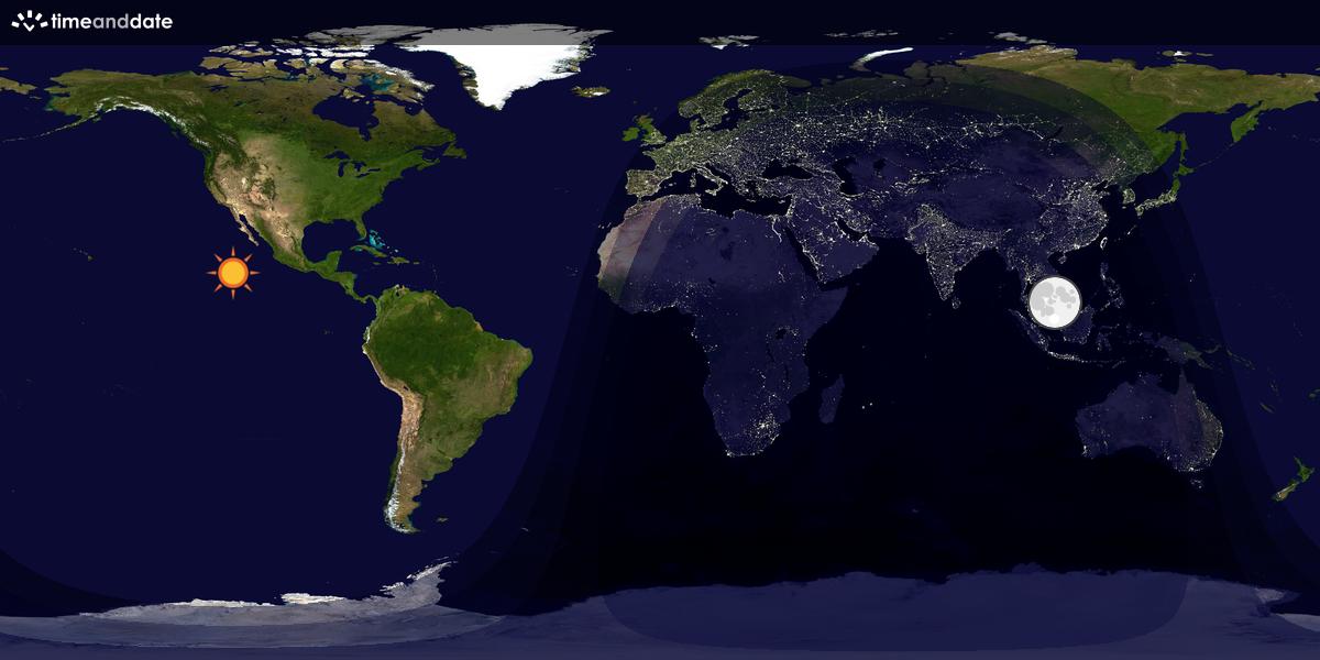 Verdenskart som viser dag og natt 