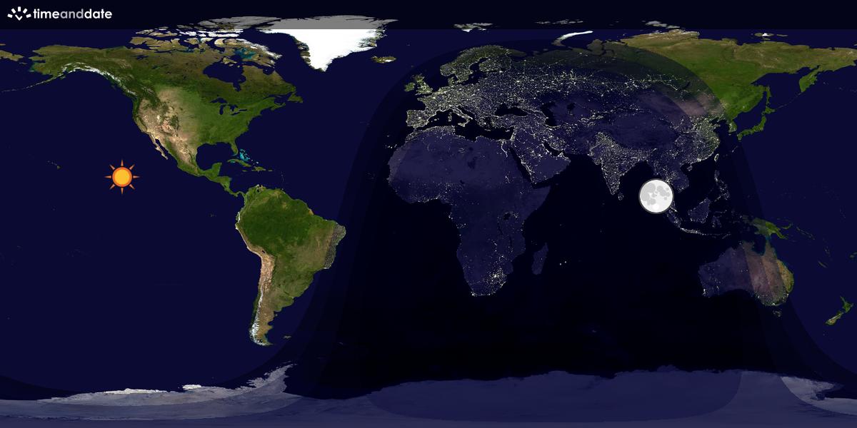 Verdenskart som viser dag og natt 