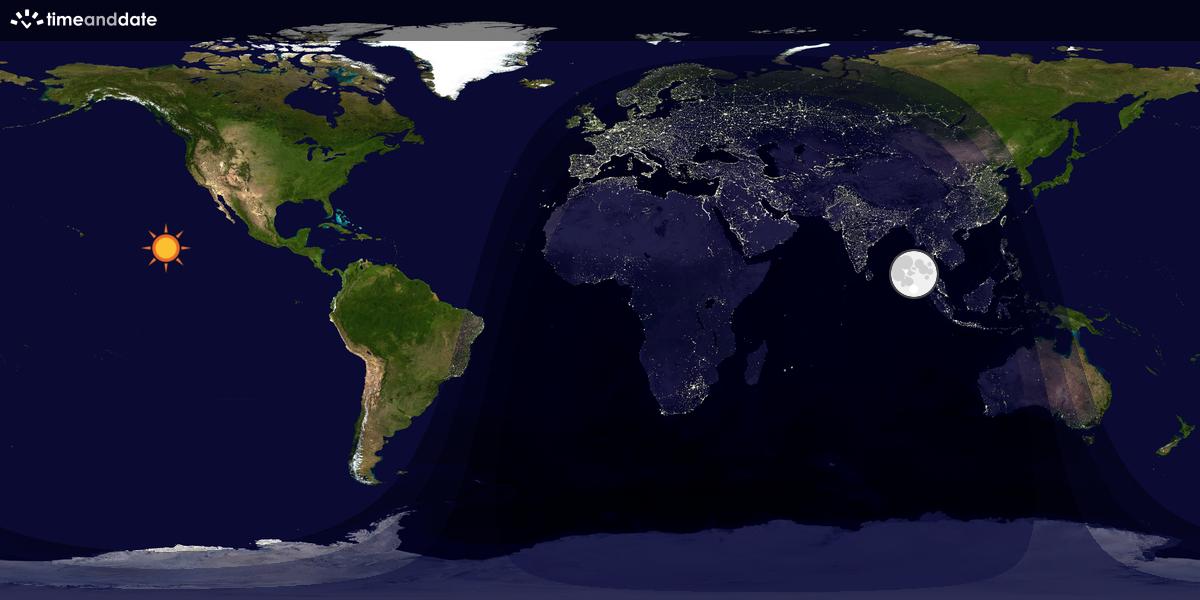 Verdenskart som viser dag og natt 