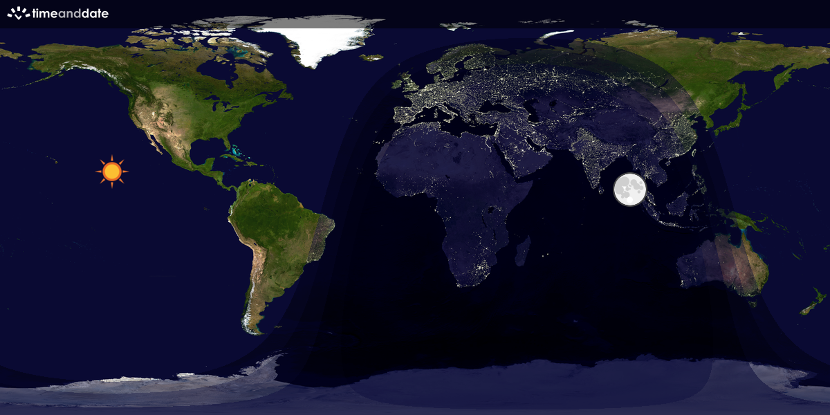 Verdenskart som viser dag og natt 