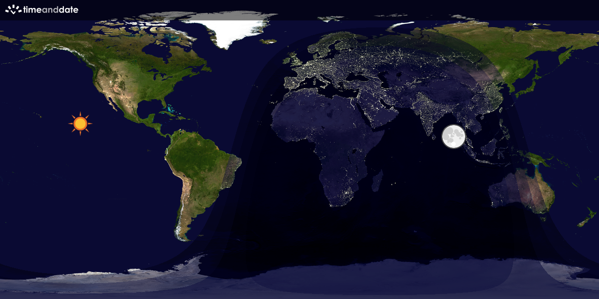 Verdenskart som viser dag og natt 
