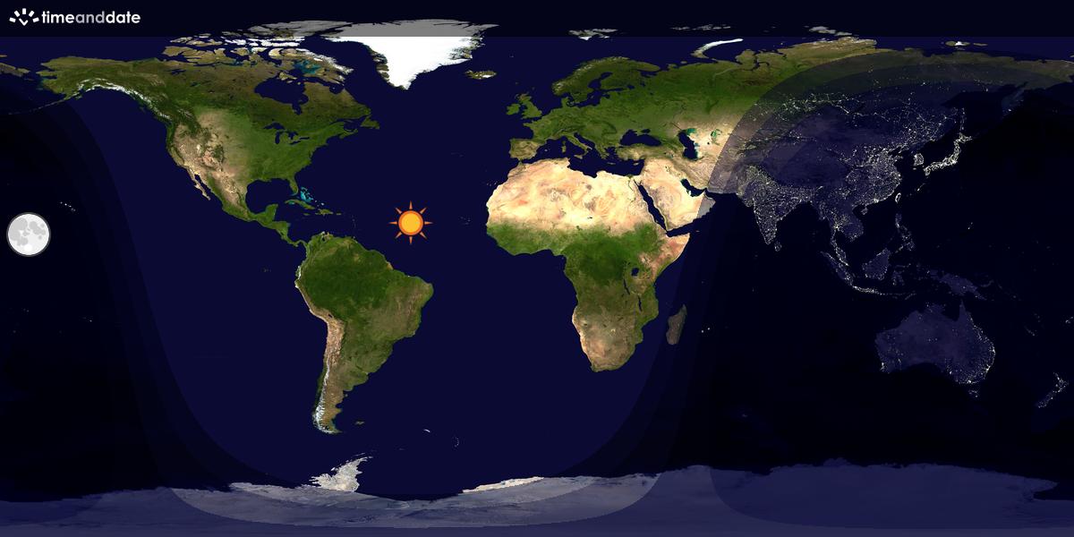 Verdenskart som viser dag og natt 