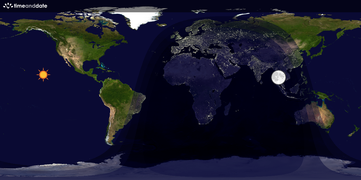 Verdenskart som viser dag og natt 