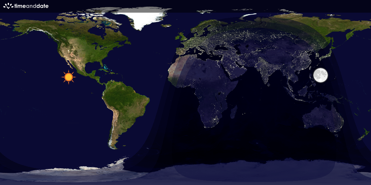 Verdenskart som viser dag og natt 