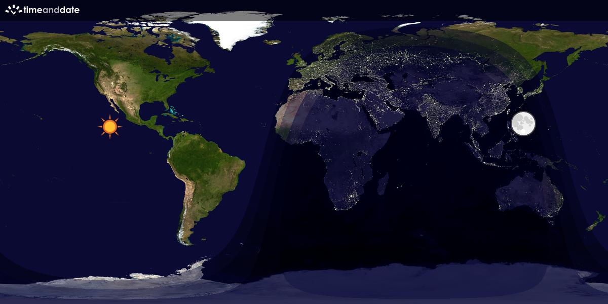 Verdenskart som viser dag og natt 