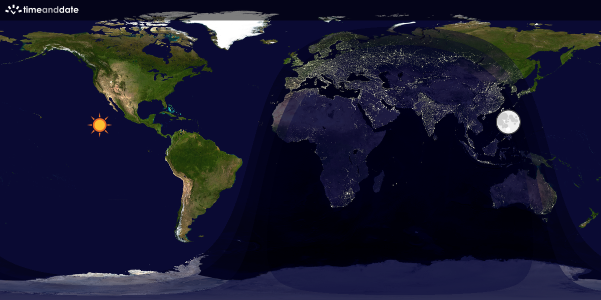Verdenskart som viser dag og natt 