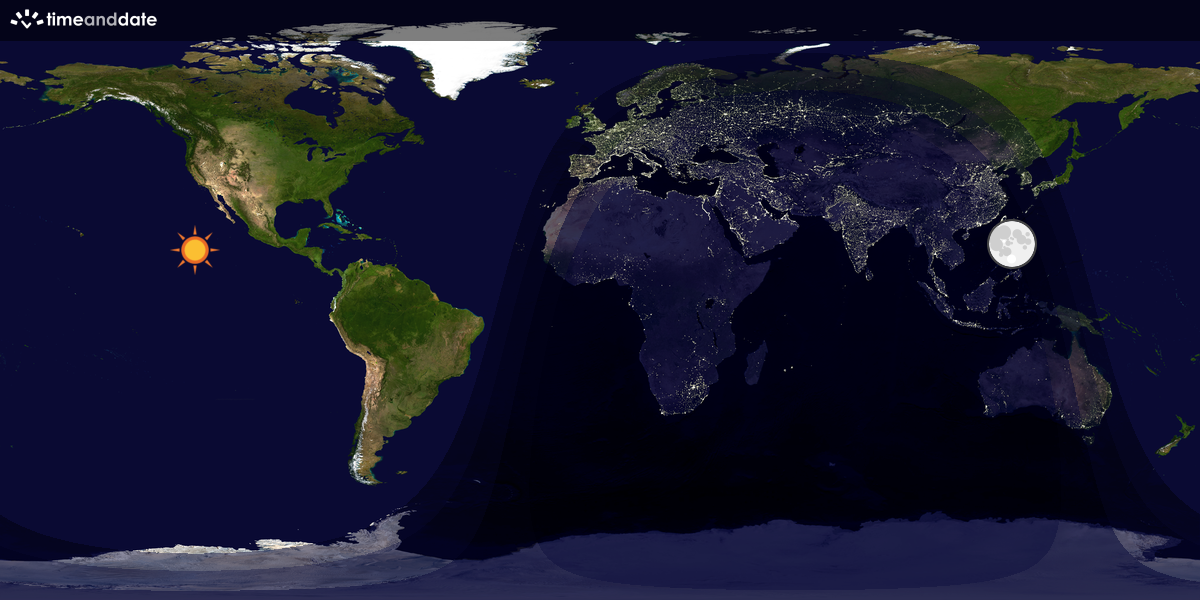 Verdenskart som viser dag og natt 