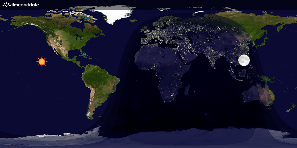 Verdenskart som viser dag og natt 