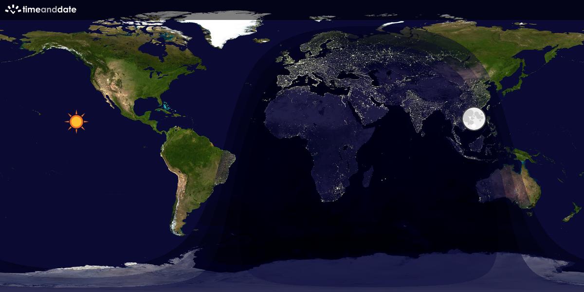 Verdenskart som viser dag og natt 