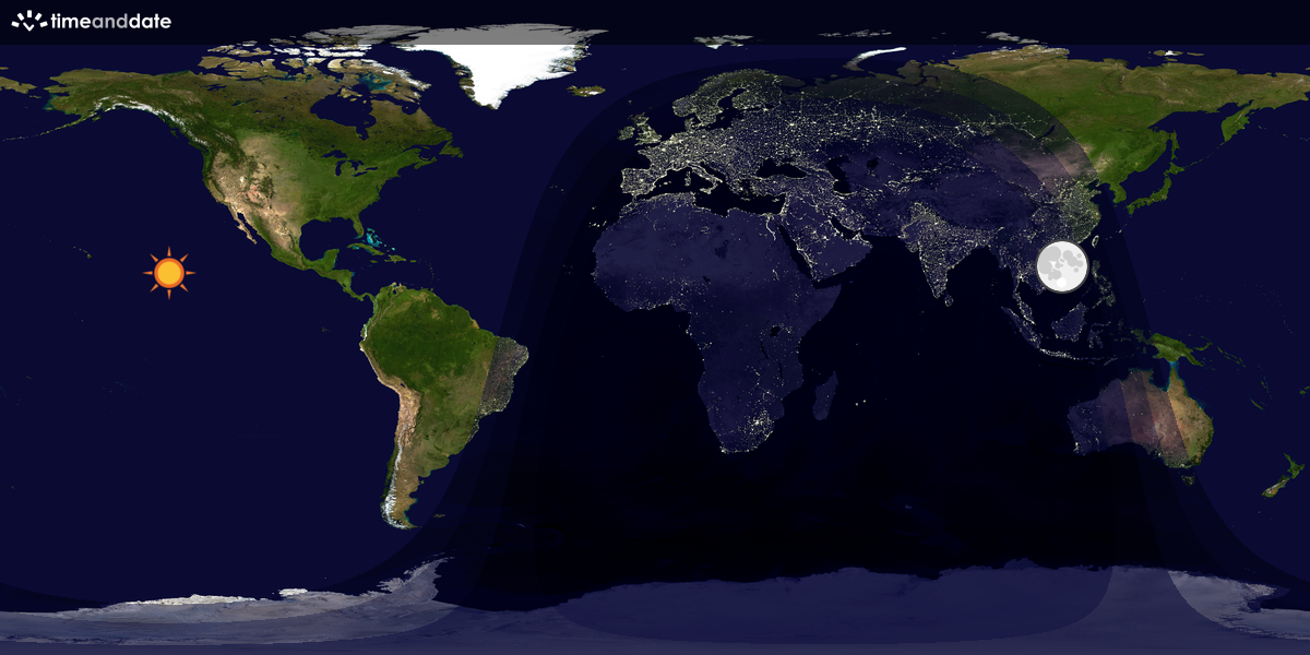 Verdenskart som viser dag og natt 