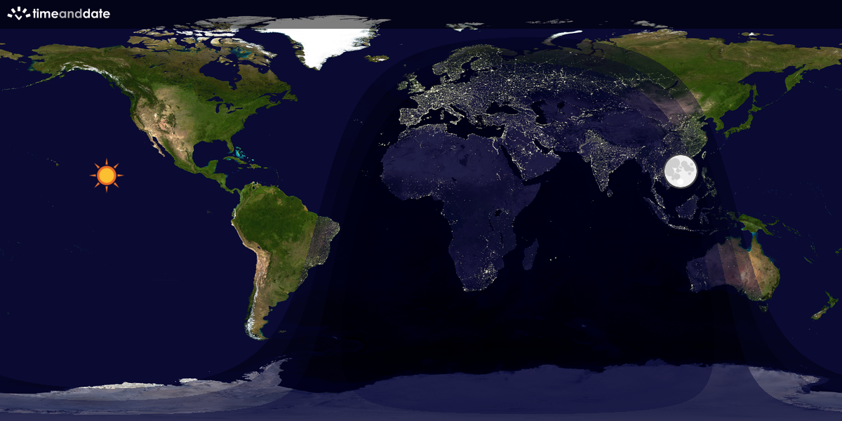 Verdenskart som viser dag og natt 