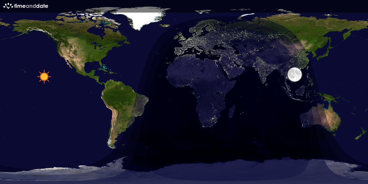 Verdenskart som viser dag og natt 