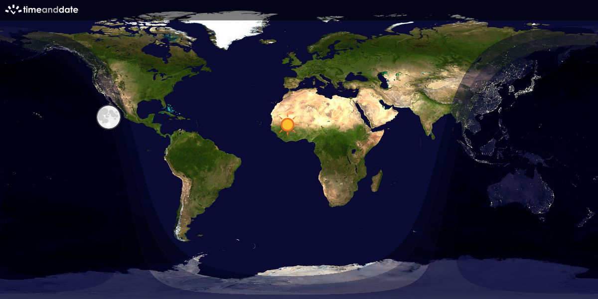 Verdenskart som viser dag og natt 