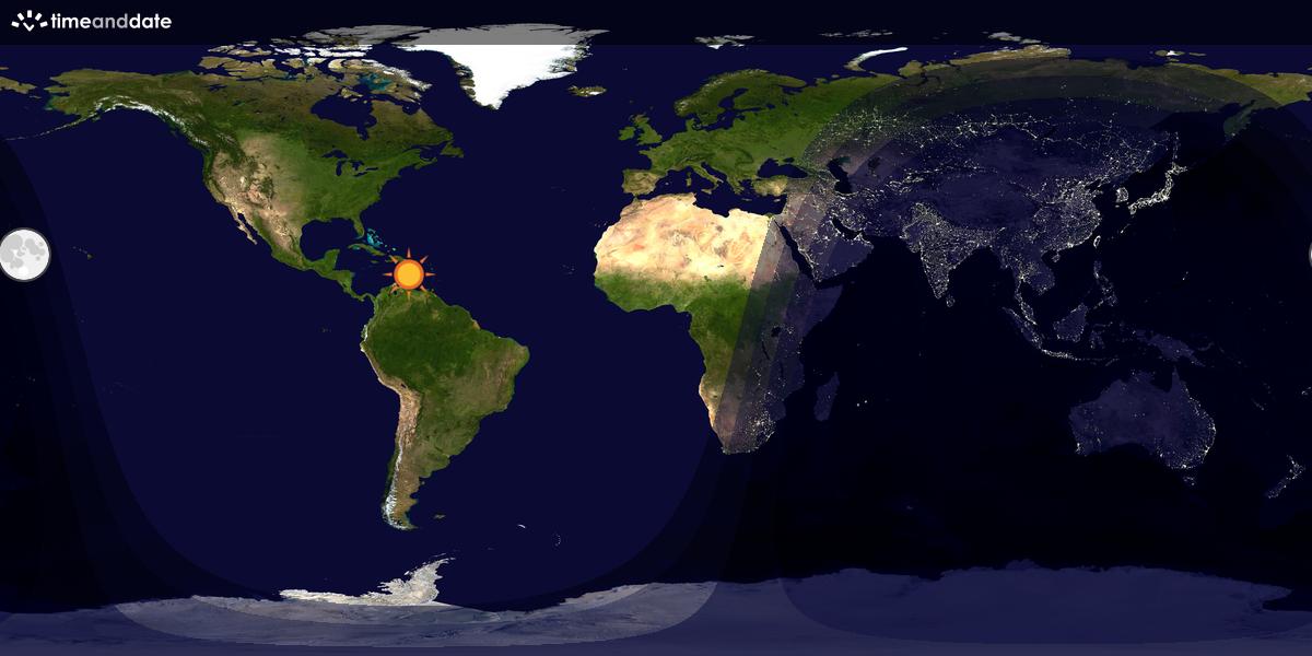 Verdenskart som viser dag og natt 