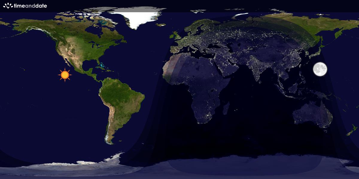 Verdenskart som viser dag og natt 