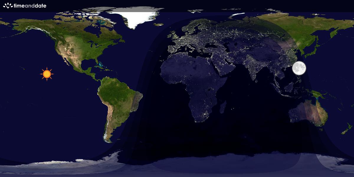 Verdenskart som viser dag og natt 